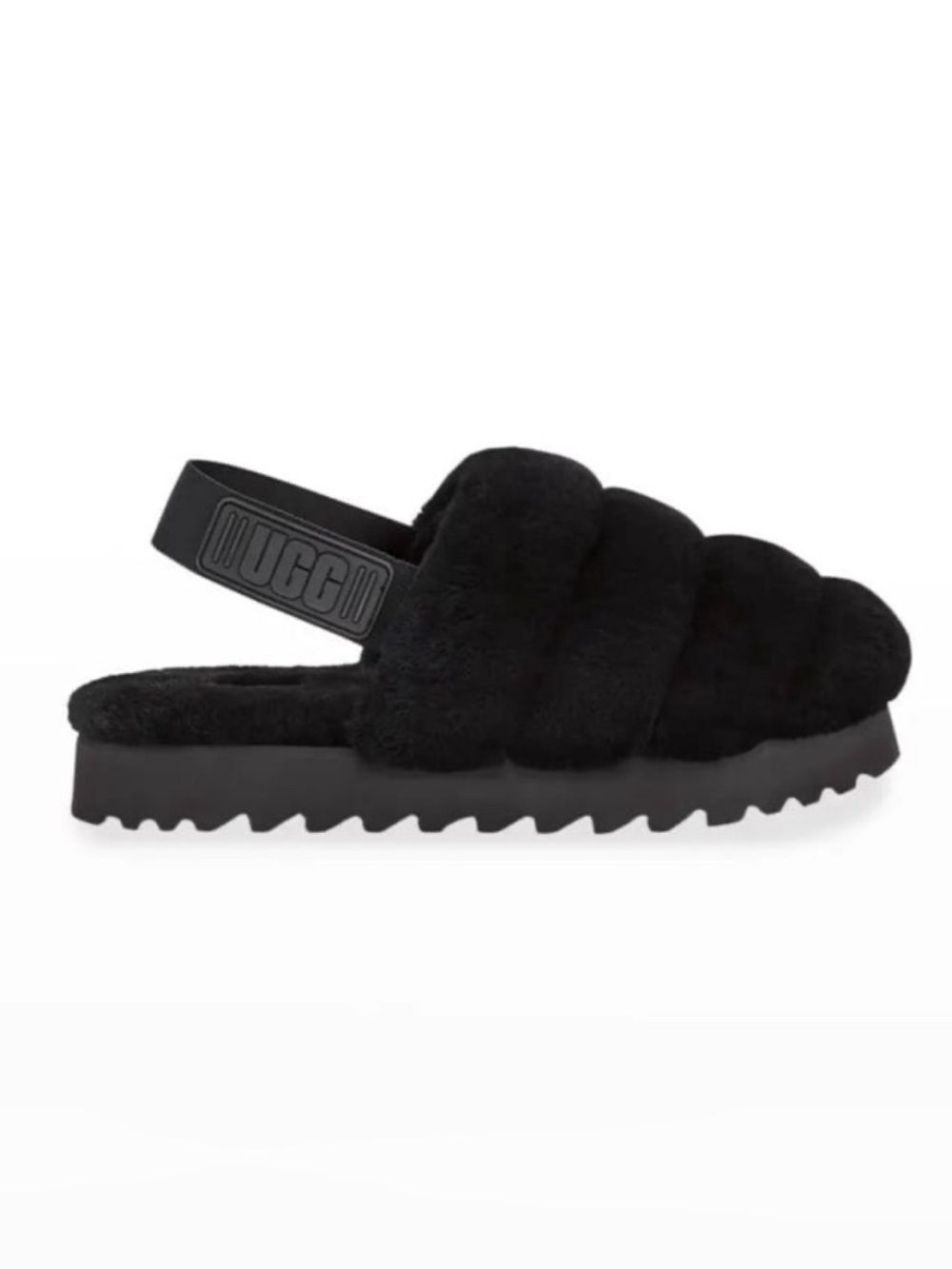 UGG Super Fluff Slipper Women's Black Fluffy Slingback Slippers Size
8